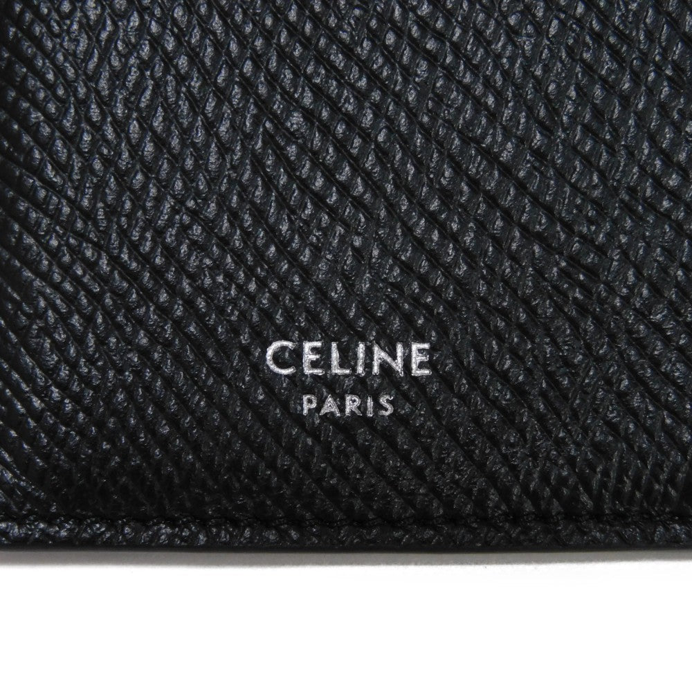 CELINE Coin case 10B683BEL.38SI Grained calfskin (embossed) black New logo Compact zipped card holder mens Used