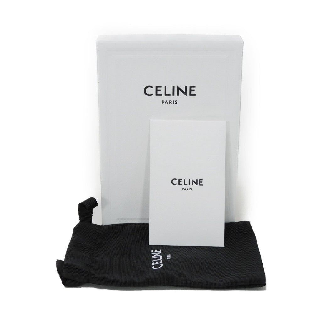 CELINE Coin case 10B683BEL.38SI Grained calfskin (embossed) black New logo Compact zipped card holder mens Used