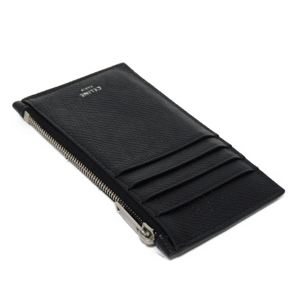 CELINE Coin case 10B683BEL.38SI Grained calfskin (embossed) black New logo Compact zipped card holder mens Used