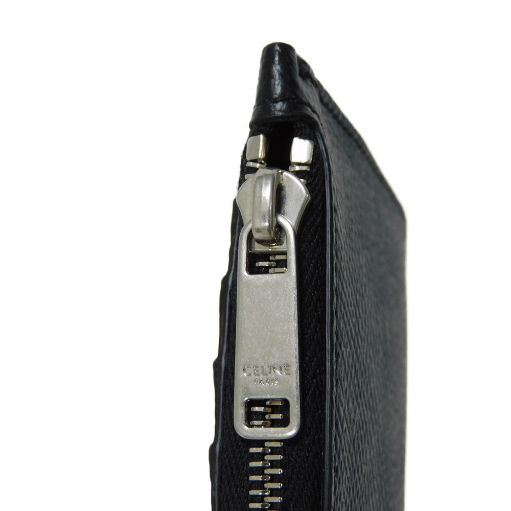CELINE Coin case 10B683BEL.38SI Grained calfskin (embossed) black New logo Compact zipped card holder mens Used