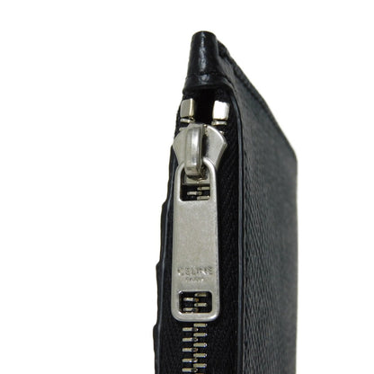 CELINE Coin case 10B683BEL.38SI Grained calfskin (embossed) black New logo Compact zipped card holder mens Used
