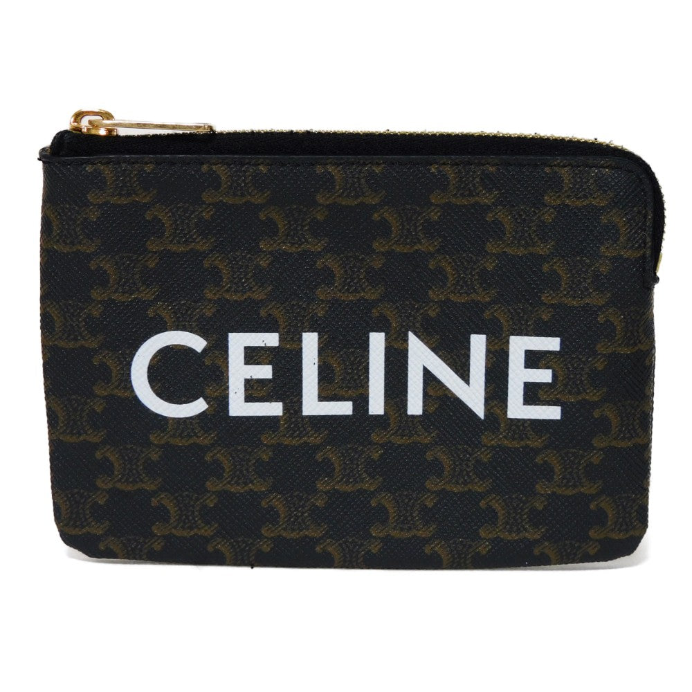 CELINE Coin case 10C662CA2.38NO Triomphe canvas (coating processing) black Triomphe logo coin & card case Women(Unisex) Used