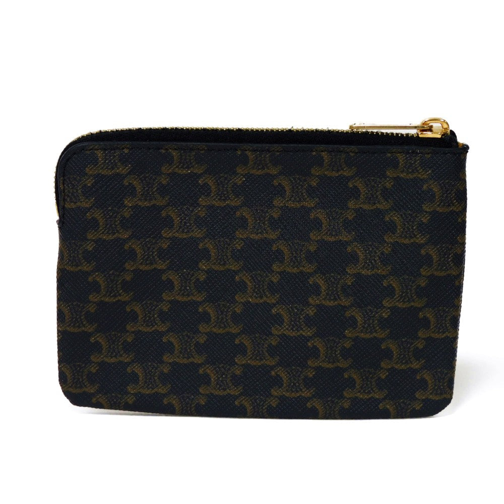 CELINE Coin case 10C662CA2.38NO Triomphe canvas (coating processing) black Triomphe logo coin & card case Women(Unisex) Used