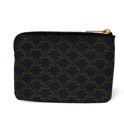 CELINE Coin case 10C662CA2.38NO Triomphe canvas (coating processing) black Triomphe logo coin & card case Women(Unisex) Used