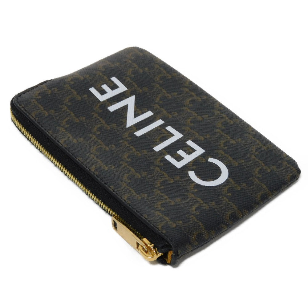 CELINE Coin case 10C662CA2.38NO Triomphe canvas (coating processing) black Triomphe logo coin & card case Women(Unisex) Used