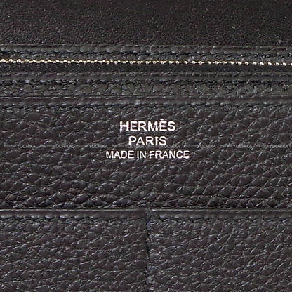 HERMES long wallet Dogon GM Noir (Black) Veau Togo Silver HW Stamp