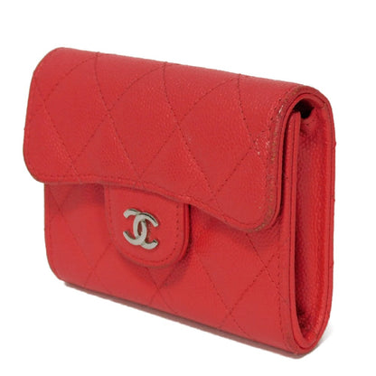 CHANEL Bifold Wallet A31504 Grained calfskin (embossed) Fuchsia COCO Mark matelasse compact wallet Women