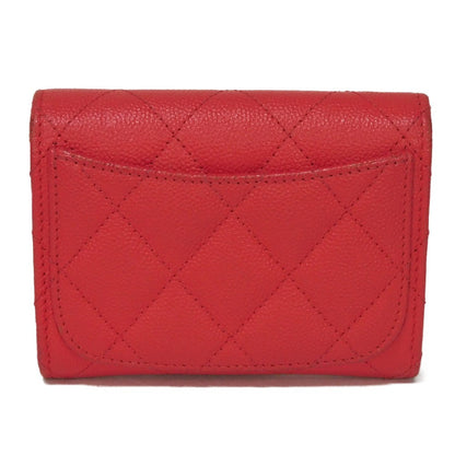 CHANEL Bifold Wallet A31504 Grained calfskin (embossed) Fuchsia COCO Mark matelasse compact wallet Women