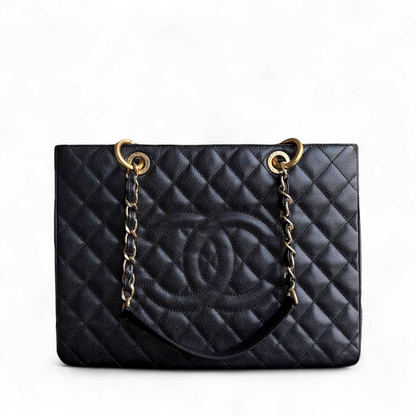 Chanel GST Grand Shopping Tote - Caviar Quilted Grained Calfskin Black Gold Hardware Series 14