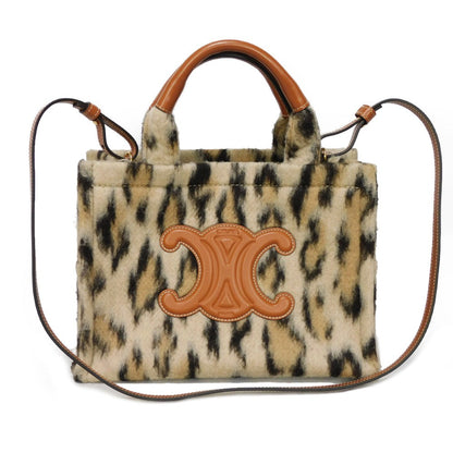 CELINE Tote Bag 199162FK1.19LE Textile x Calfskin Leopard Triomphe Small Hippo Tice Women Used