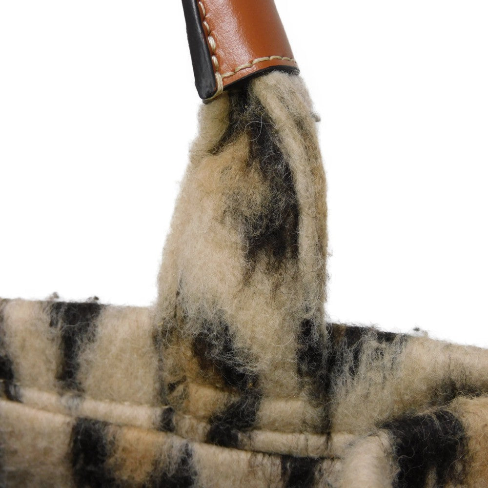 CELINE Tote Bag 199162FK1.19LE Textile x Calfskin Leopard Triomphe Small Hippo Tice Women Used
