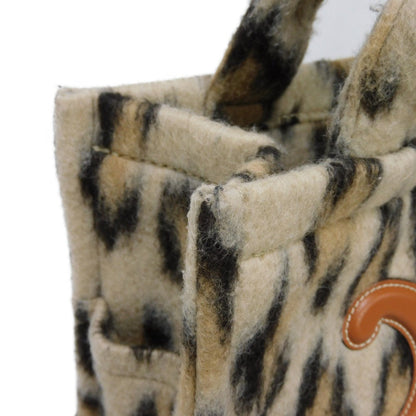 CELINE Tote Bag 199162FK1.19LE Textile x Calfskin Leopard Triomphe Small Hippo Tice Women Used