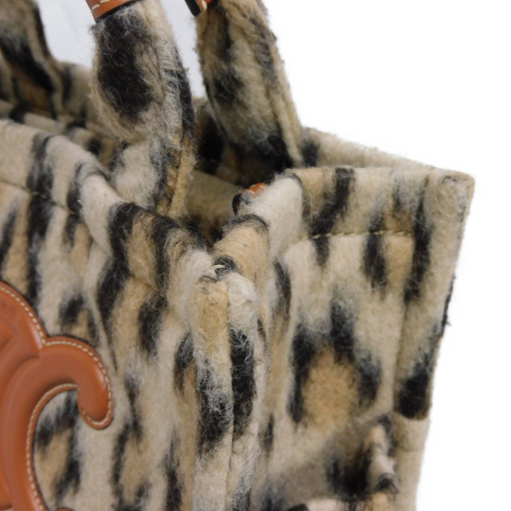CELINE Tote Bag 199162FK1.19LE Textile x Calfskin Leopard Triomphe Small Hippo Tice Women Used