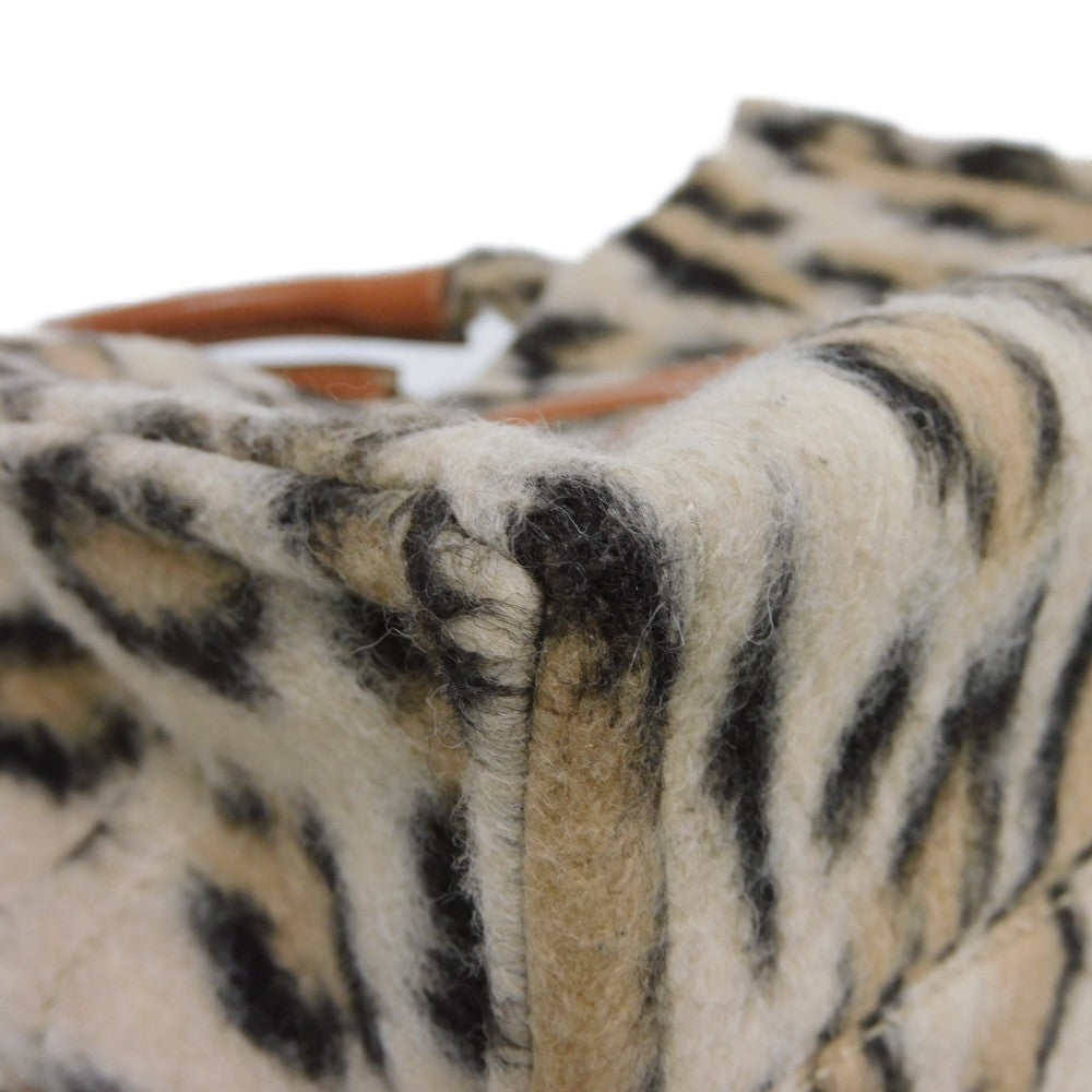 CELINE Tote Bag 199162FK1.19LE Textile x Calfskin Leopard Triomphe Small Hippo Tice Women Used