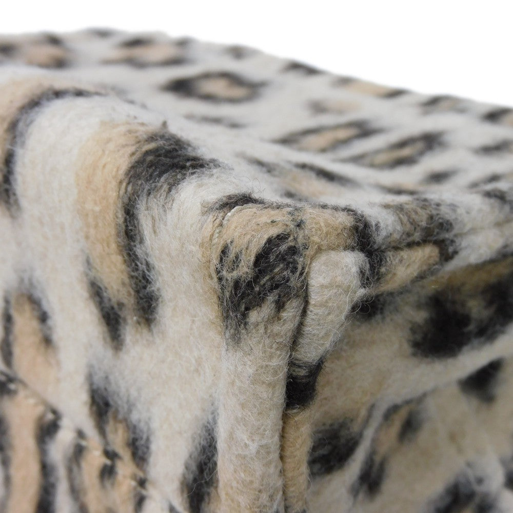 CELINE Tote Bag 199162FK1.19LE Textile x Calfskin Leopard Triomphe Small Hippo Tice Women Used