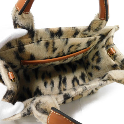 CELINE Tote Bag 199162FK1.19LE Textile x Calfskin Leopard Triomphe Small Hippo Tice Women Used