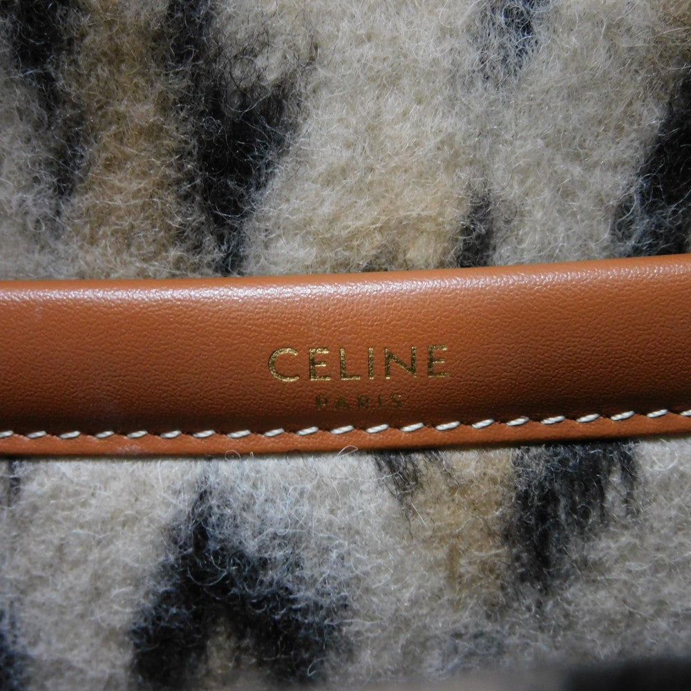 CELINE Tote Bag 199162FK1.19LE Textile x Calfskin Leopard Triomphe Small Hippo Tice Women Used