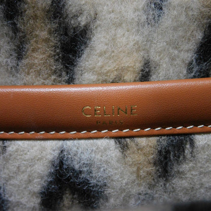 CELINE Tote Bag 199162FK1.19LE Textile x Calfskin Leopard Triomphe Small Hippo Tice Women Used