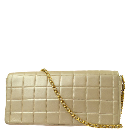 Chanel Beige Lambskin Choco Bar East West Shoulder Bag