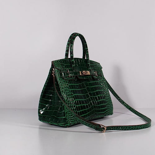 Hermes Birkin 30cm Crocodile Leather Bag With Strap Green Gold