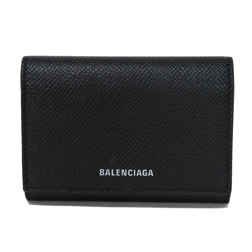 BALENCIAGA Card Case 581099 0OTGM 1090 textured grain leather (embossed) black New logo Ville Accordion Card Holder mens
