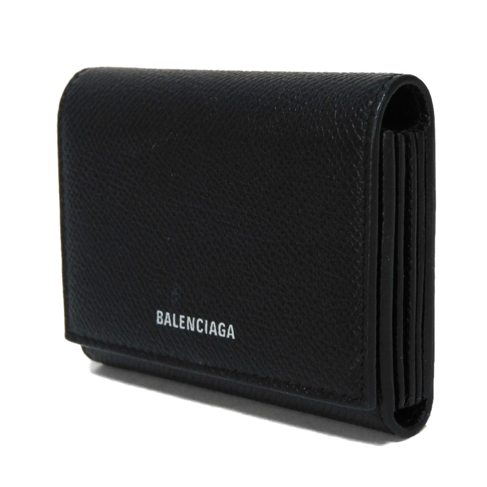 BALENCIAGA Card Case 581099 0OTGM 1090 textured grain leather (embossed) black New logo Ville Accordion Card Holder mens
