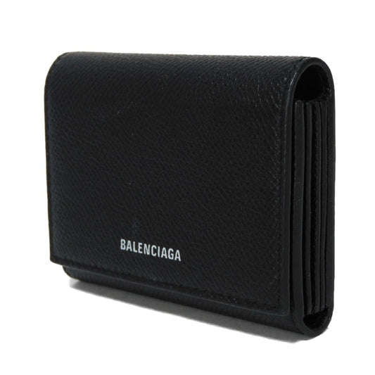 BALENCIAGA Card Case 581099 0OTGM 1090 textured grain leather (embossed) black New logo Ville Accordion Card Holder mens