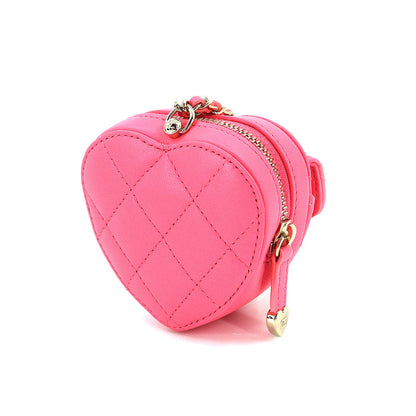 Chanel Pink Heart  Coin purse with a chain