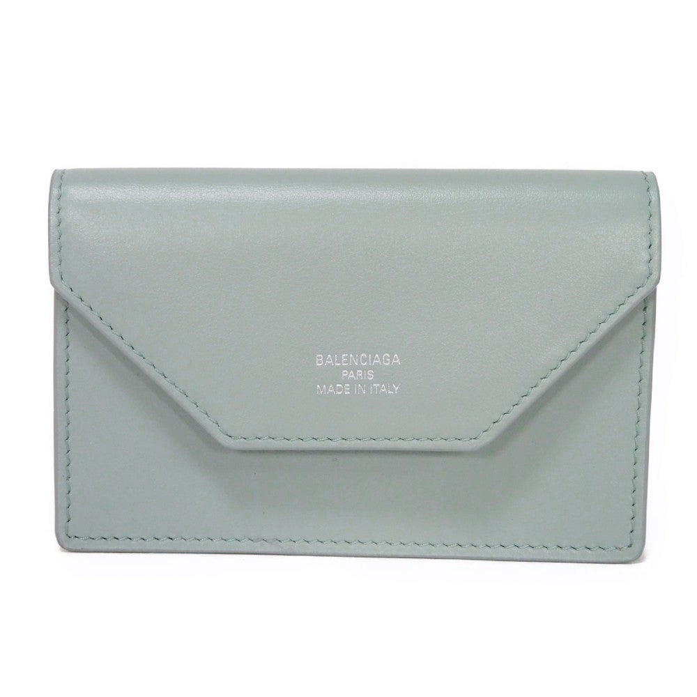 BALENCIAGA Card Case 750324 2AABX 4799 Smooth scarf skin Blue Sky New logo Envelope flap card holder Women(Unisex)