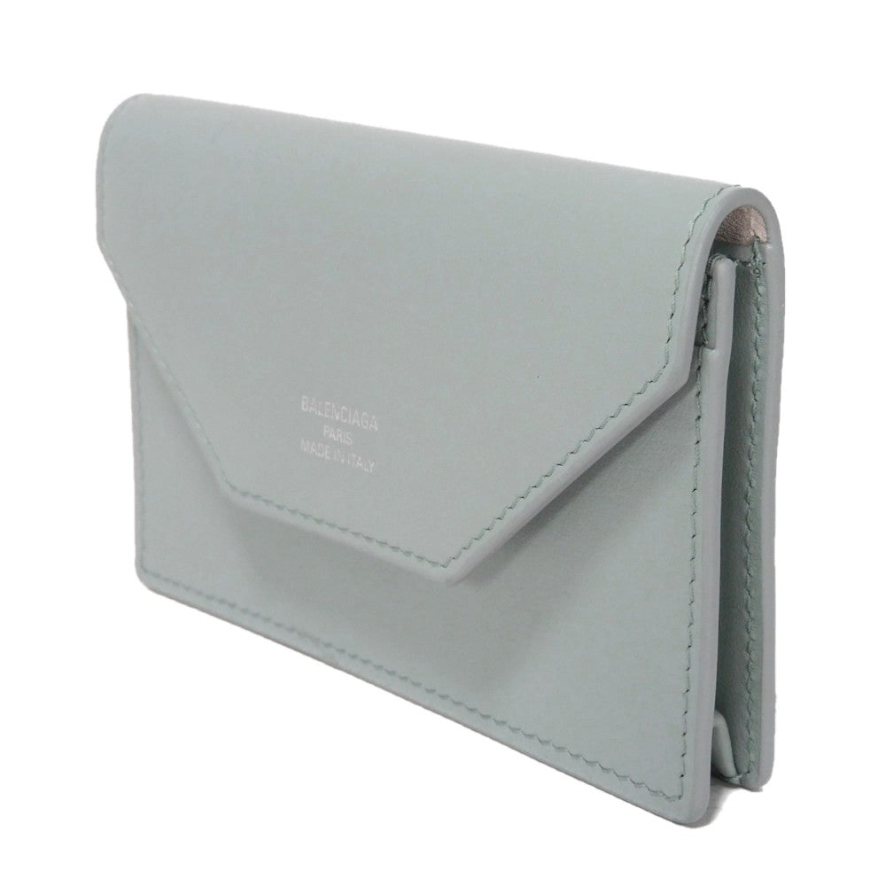 BALENCIAGA Card Case 750324 2AABX 4799 Smooth scarf skin Blue Sky New logo Envelope flap card holder Women(Unisex)