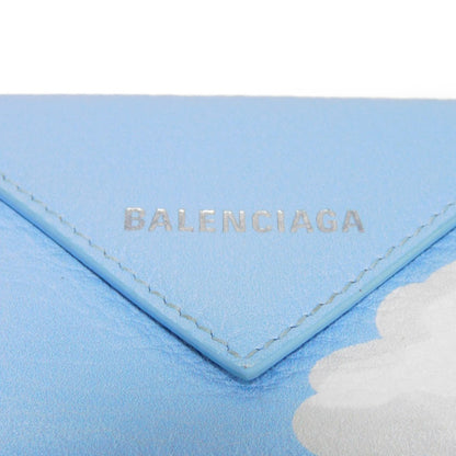 BALENCIAGA Tri-fold wallet 391446 1LE4N 4790 Calfskin (embossed) blue New logo Paper mini wallet Women