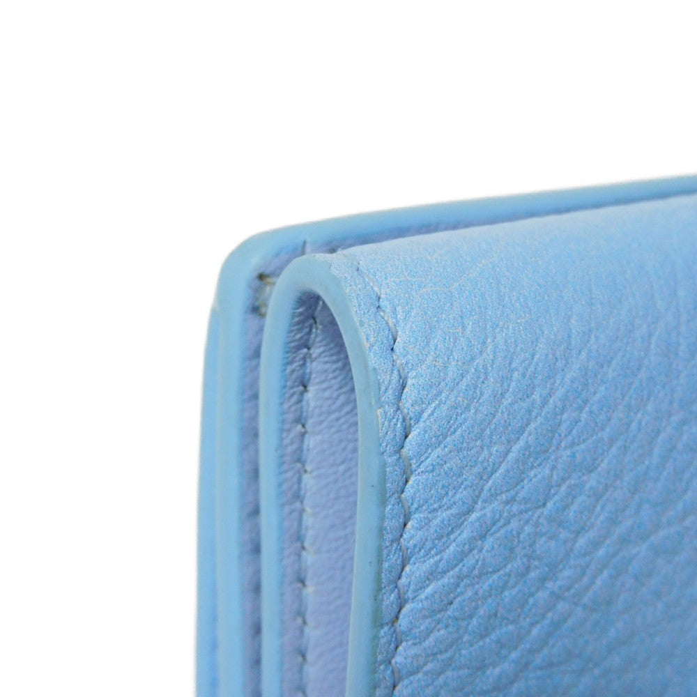 BALENCIAGA Tri-fold wallet 391446 1LE4N 4790 Calfskin (embossed) blue New logo Paper mini wallet Women