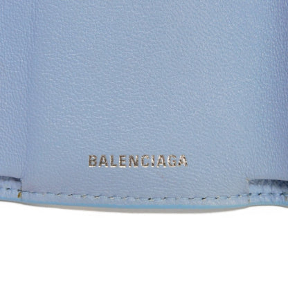 BALENCIAGA Tri-fold wallet 391446 1LE4N 4790 Calfskin (embossed) blue New logo Paper mini wallet Women