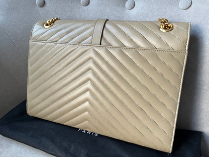 Yves Saint Laurent (YSL) Large Beige Envelope Bag