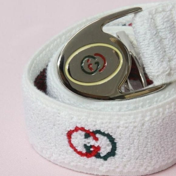 Gucci NOS White Terry Cloth & Red Green Enamel