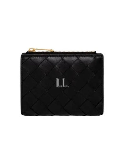 Luxury Bottega Veneta Intrecciato Zipper Small Half Wallet Black