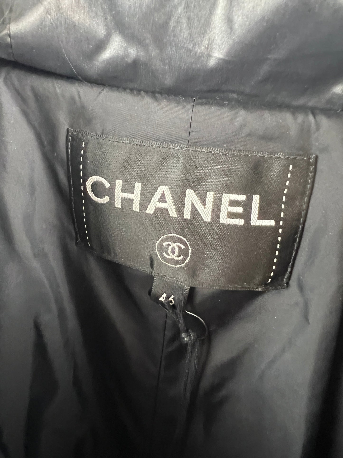 Chanel Black Rain Jacket with CC Logo Size FR 46 (UK 20)