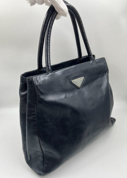 Prada Navy Leather Tote