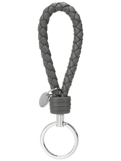 Luxury Bottega Veneta Intrecciato Leather Key Holder Grey