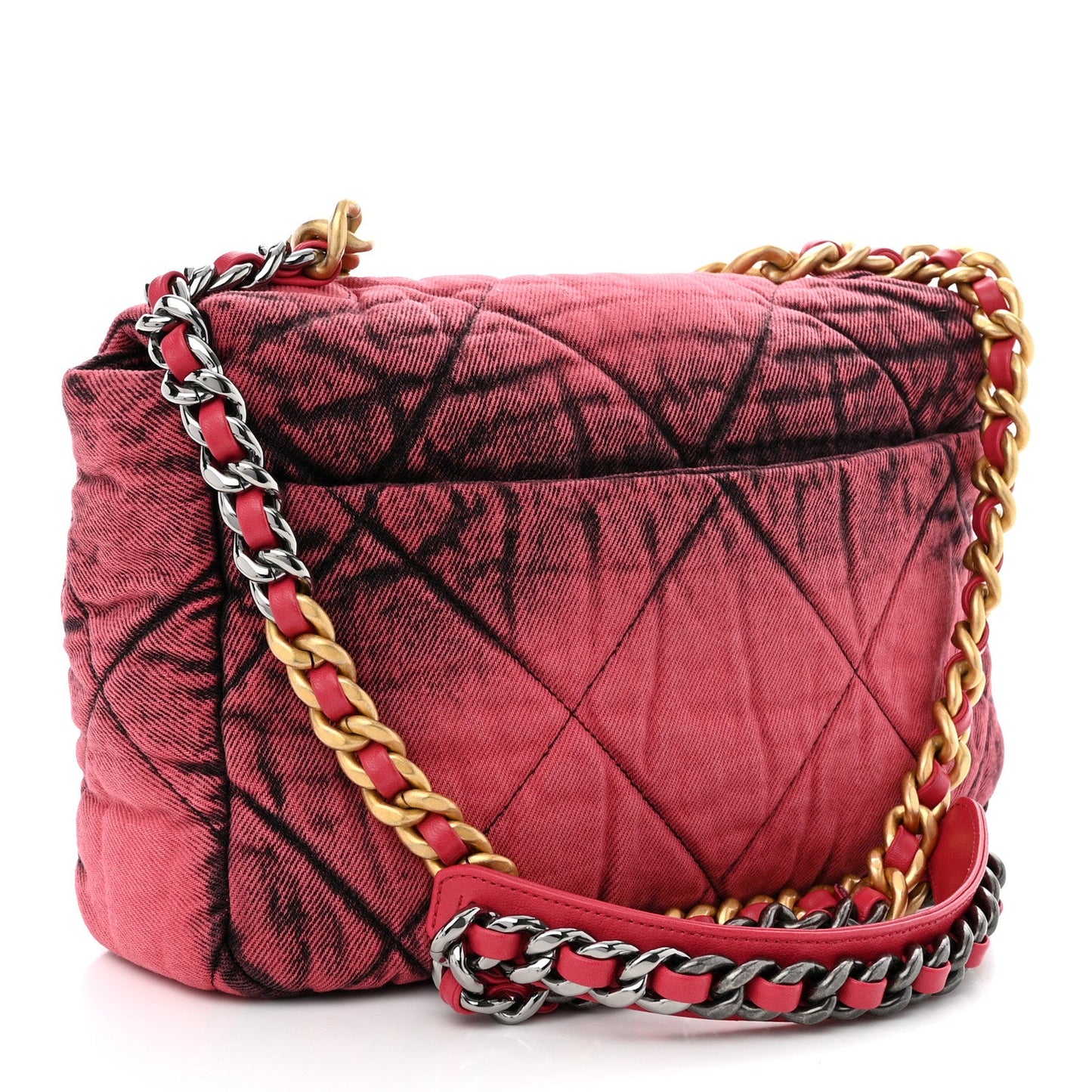 Washed Denim Quilted Medium Chanel 19 Flap Pink