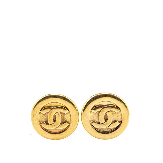 Chanel Gold Plated Coco Mark Vintage Earrings
