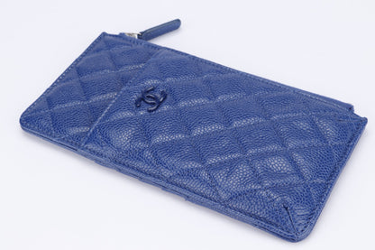 Chanel Metallic Blue Caviar Leather Phone  Holder (2974xxxx), with Dust Cover & Box