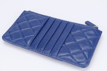 Chanel Metallic Blue Caviar Leather Phone  Holder (2974xxxx), with Dust Cover & Box