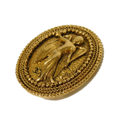 CHANEL Brooch plating gold CC mark Angel COCO Mark Oval