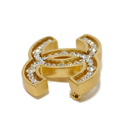 CHANEL Brooch Rhinestone x plating clear CC mark Crystal COCO Mark