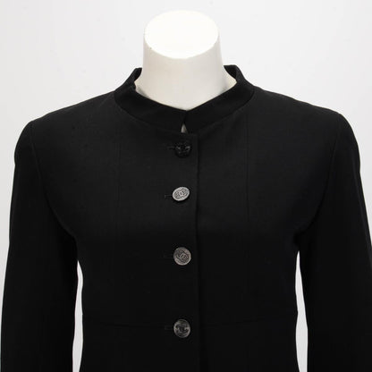 Chanel Black Wool Mandarin Collar Jacket FR 38