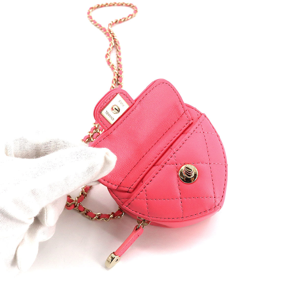 Chanel Pink Heart  Coin purse with a chain