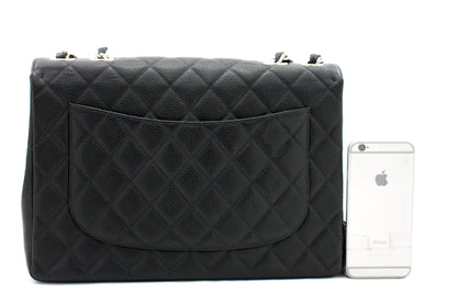 Chanel Classic Large " Chain Shoulder Bag Black Grained Calfskin