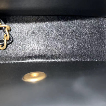 Mini Classic Flap 20CM Chevron Lambskin Black Golden Hardware Series 27