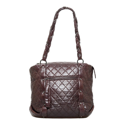 Chanel Cocomark Luxury Line Chain houlder Bag  Bag Brown Silver Leather  CHANEL